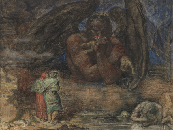 Dante and Virgil encounter Lucifer in Hell (1923) Henry John Stock (English, 1853-1930)