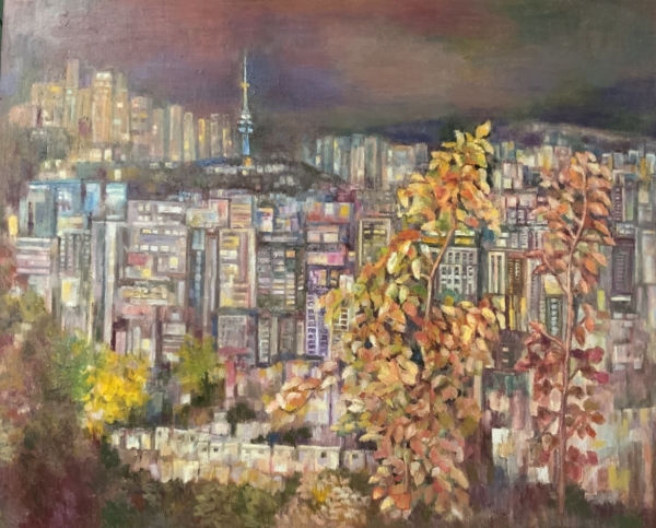 북악스카이웨이의 야경, 재료/ Oil on canvas, 65.1X60.6, 2024